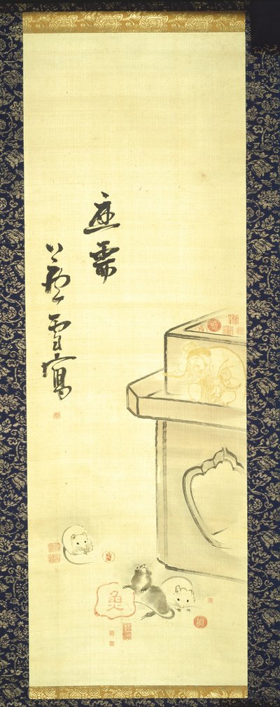Afbeelding van Daikoku en de zegels van de kunstenaar door Nagasawa Rosetsu