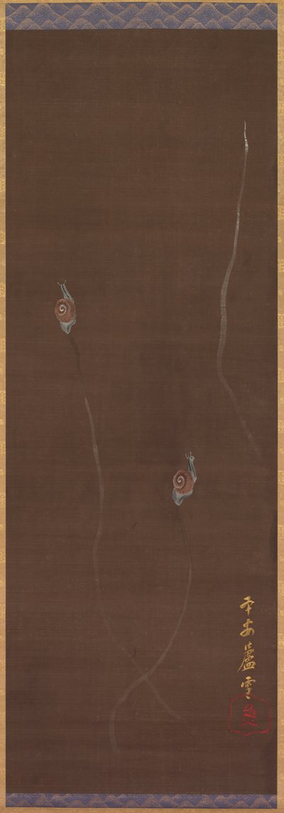 Slakken op een Muur, 1700s door Nagasawa Rosetsu