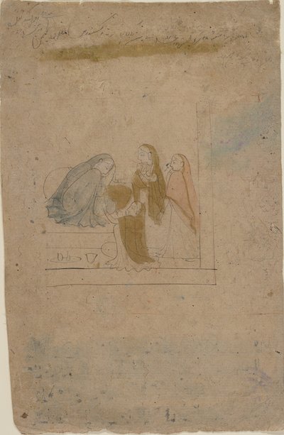 Een dame met bedienden, ca. 1775-1780 door Nainsukh
