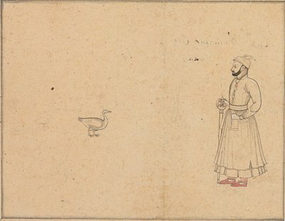 Raja Balwant Dev Singh en een zwaan, ca. 1750-55 door Nainsukh