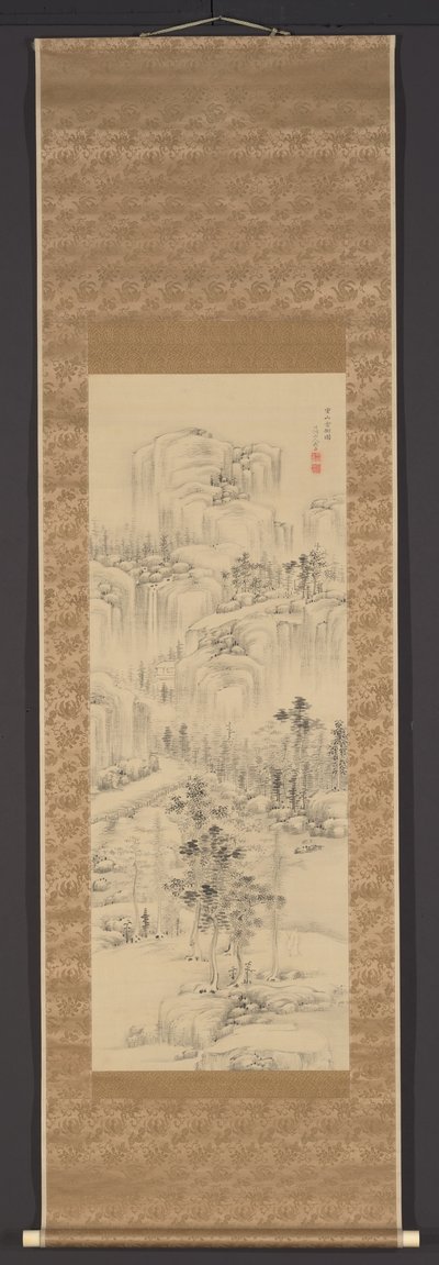 Bomen in de wolken op gelaagde bergen (Jûzan umbokuzu) door Nakabayashi Chikuto