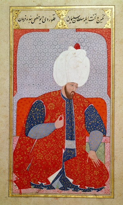 MS Hazine 1563 fol.47b Suleyman I (1495-1566) als jonge man, uit Semailname, 1579 door Nakkaş Osman
