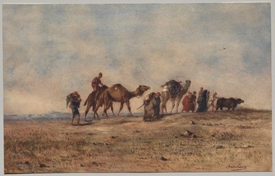 Een karavaan in de woestijn door Narcisse Berchere