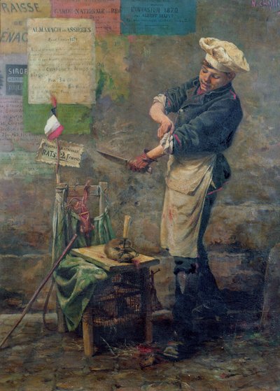 Rattenverkoper tijdens het beleg van Parijs, 1870 door Narcisse Chaillou