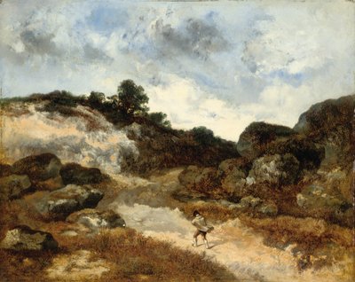Voor de storm, een personage op de rotsachtige weg naar Jean-de-Paris door Narcisse Virgile Diaz de la Peña