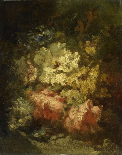 Stilleven met witte en rode rozen door Narcisse Virgile Diaz de la Peña