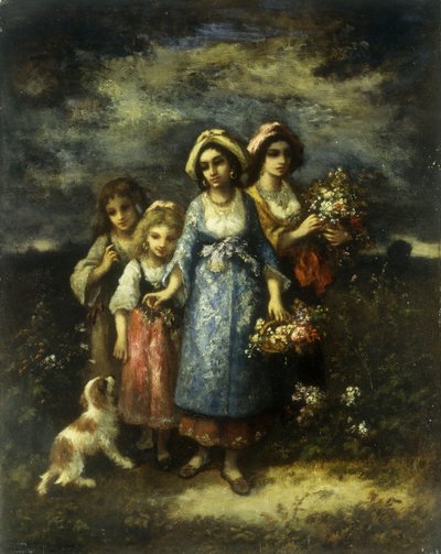 De bloemenplukkers door Narcisse Virgile Diaz de la Peña