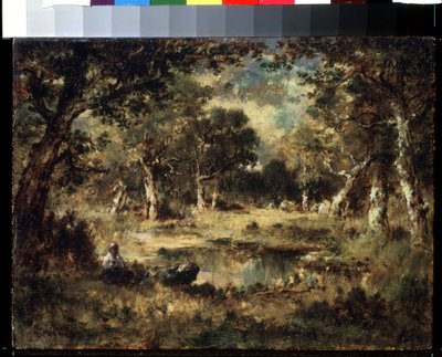 Boslandschap. door Narcisse Virgile Diaz de la Peña