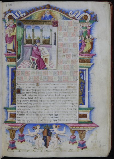 Portret van Johannes Tinctoris Uit Opus musices Joannis Tinctoris, 1483 door Nardo Rapicano