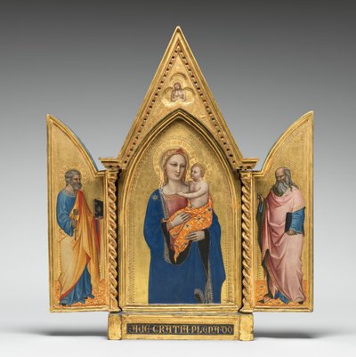 Madonna en Kind, met Heiligen Petrus en Johannes de Evangelist, en Man van Smarten [gehele drieluik] door Nardo di Cione