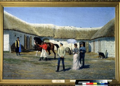 Paardenfokker. Schilderij van Narkis Nikolaevich Bunin (1856-1912) door Narkis Nikolaevich Bunin