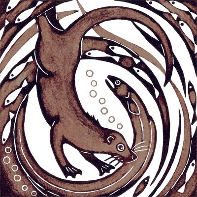 Otter met paling, 2010 door Nat Morley
