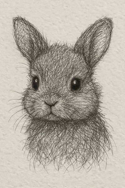 Tekening van een schattig konijntje door Natalie Bruns