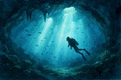 Duiker in de Deep Blue-grot door Natalie Bruns