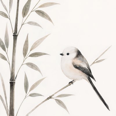 Verfijnde vogel op bamboe door Natalie Bruns