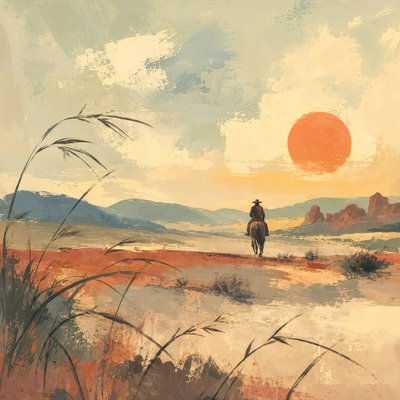 Desert Rider bij zonsondergang door Natalie Bruns