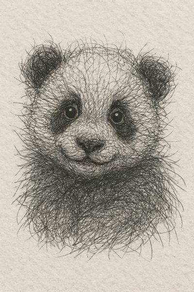 Pluizig pandababy door Natalie Bruns