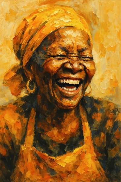 Portret met gouden lach door Natalie Bruns