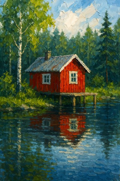 Weerspiegeling in het Red Cabin-meer door Natalie Bruns