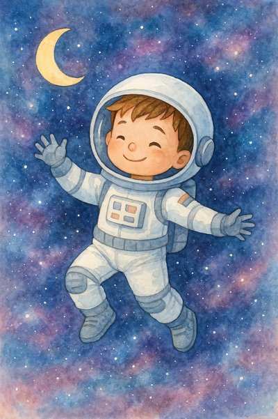 De glimlachende astronautjongen door Natalie Bruns