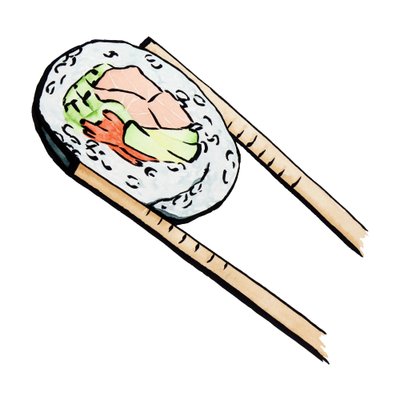 Sushirol met eetstokjes door Natalie Bruns