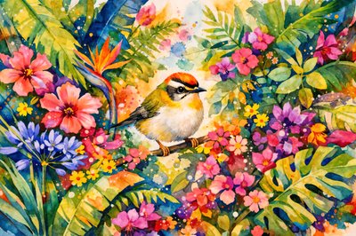 Kleurrijke tropische vogeltuin door Natalie Bruns