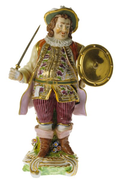 Engelse 18e-eeuwse porseleinen keramische figuur van acteur David Garrick door Nathan Benn