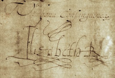 Handtekening Elizabeth R voor Koningin Elizabeth I door Nathan Benn
