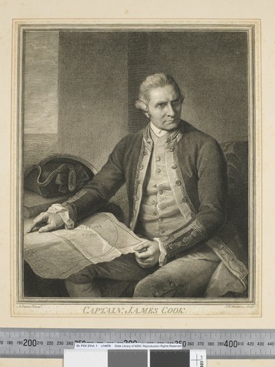 Kapitein James Cook, gegraveerd door J. K. Sherwin (1751–90), c.1773-84 (gravure) door Nathaniel (after) Dance Holland