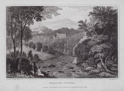 Bardon Tower (gravure) door Nathaniel (after) Whittock