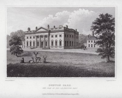 Denton Park, de Zetel van Sir C H Ibbotson (gravure) door Nathaniel (after) Whittock