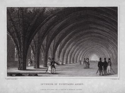 Interieur van Fountains Abbey door Nathaniel (after) Whittock
