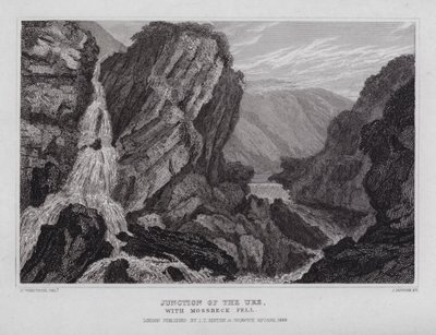 Kruising van de Ure, met Mossbeck Fell (gravure) door Nathaniel (after) Whittock