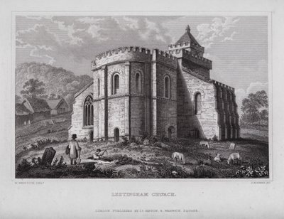 Lestingham Kerk door Nathaniel (after) Whittock