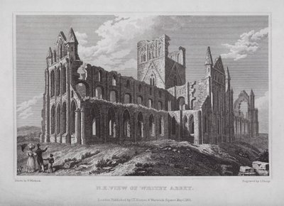 Noordoostelijke Aanblik van Whitby Abbey (gravure) door Nathaniel (after) Whittock