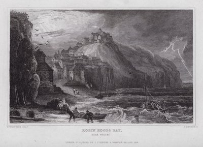 Robin Hoods Bay, nabij Whitby (gravure) door Nathaniel (after) Whittock