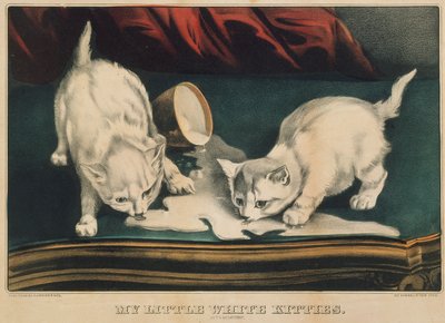 Mijn kleine witte katjes - In de problemen, 1871 door Currier and Ives