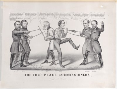 De ware vredescommissarissen, 1865 door Currier and Ives