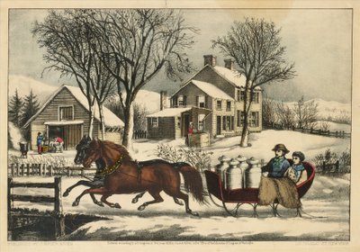 Winterochtend op het Platteland door Currier and Ives