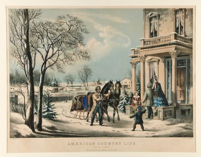 Amerikaans plattelandsleven. Geneugten van de winter door Nathaniel Currier