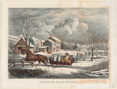 Amerikaanse boerenscènes, Winter, 1853 door Nathaniel Currier
