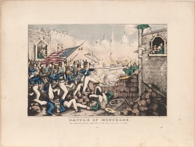 Slag bij Monterey / De Amerikanen banen zich een weg naar het hoofdplein, 23 september 1846 door Nathaniel Currier