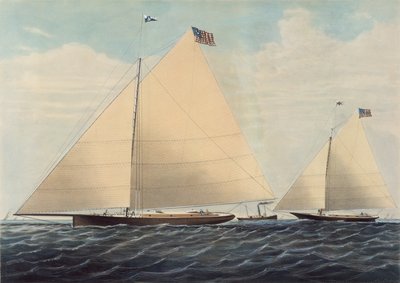 Cutter Yacht Scud van Philadelphia - Gemodelleerd door Robert L. Stevens, Esq., 1855 door Nathaniel Currier