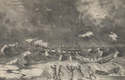 Vreselijk Wrak van de Mexico op Hempstead Beach, 2 januari 1837 door Nathaniel Currier