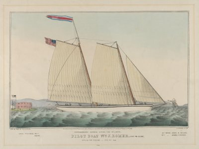 Buitengewone Express over de Atlantische Oceaan - Pilootboot William J. Romer, Kapitein McGuire, ..., 1846 door Nathaniel Currier