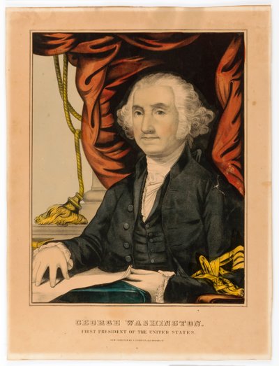 George Washington, eerste president van de VS. door Nathaniel Currier