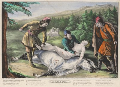 Mazeppa: Plaat 4 van een set van vier (4) platen (Geredd) door Nathaniel Currier