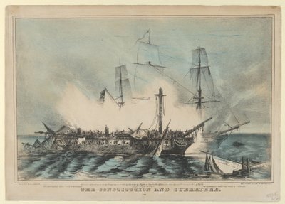 De Grondwet en Guerriere-Gevochten 19 augustus 1812 door Nathaniel Currier