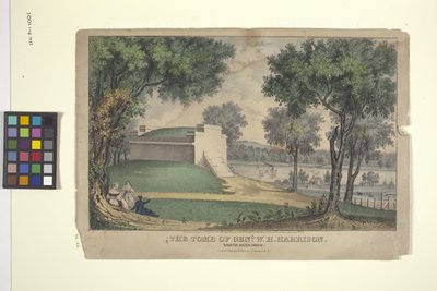 Het graf van Genl. W. H. Harrison door Nathaniel Currier