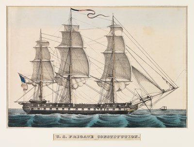 Amerikaans fregat Grondwet door Nathaniel Currier